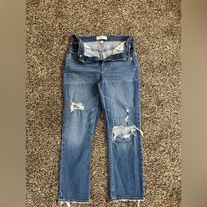 Abercrombie & Fitch Blue Distressed Ankle Straight Jeans